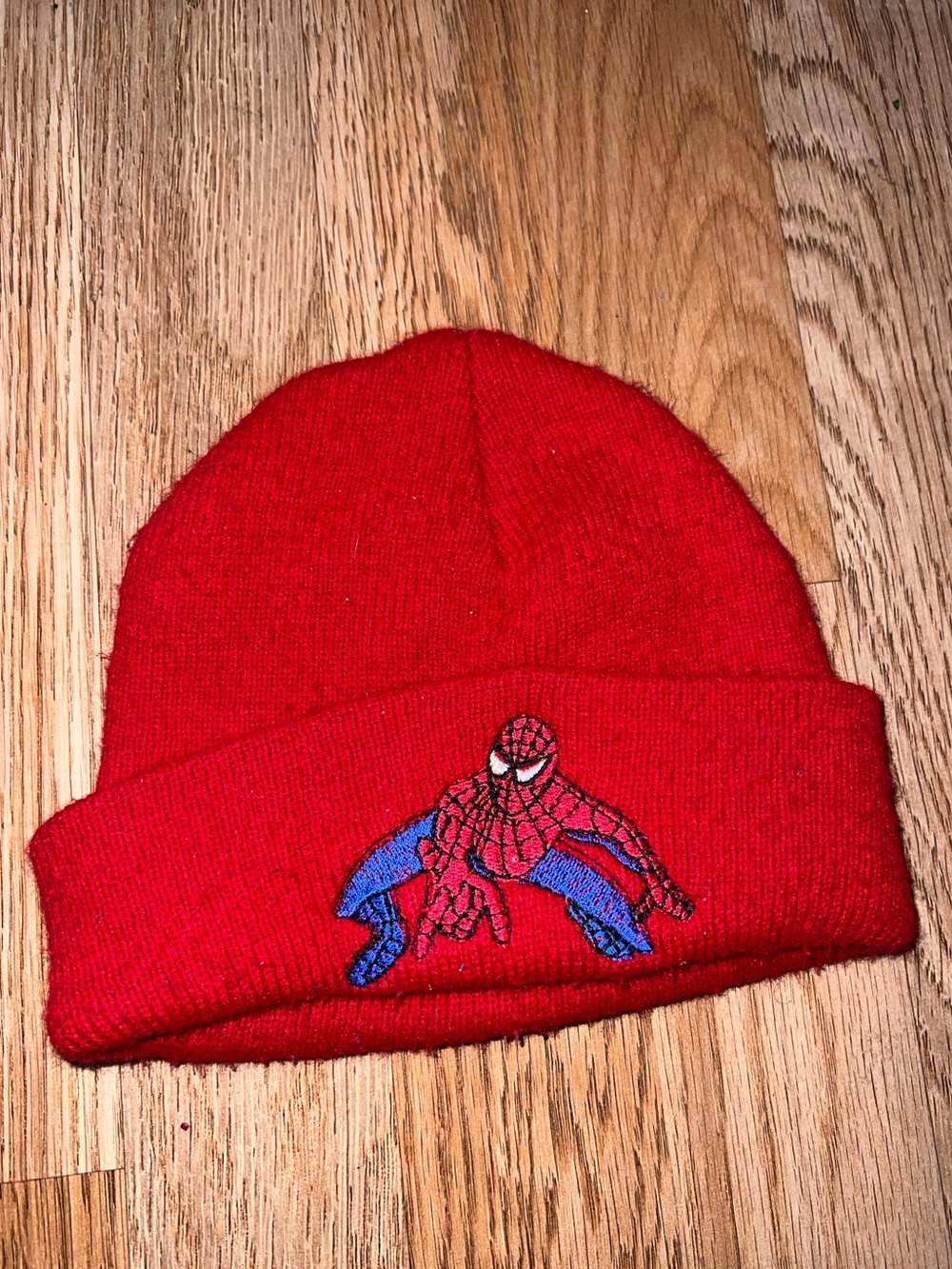 Classic Folded Knit Beanie in Bright Red